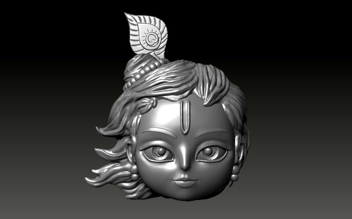Krishna face  3D print model_3