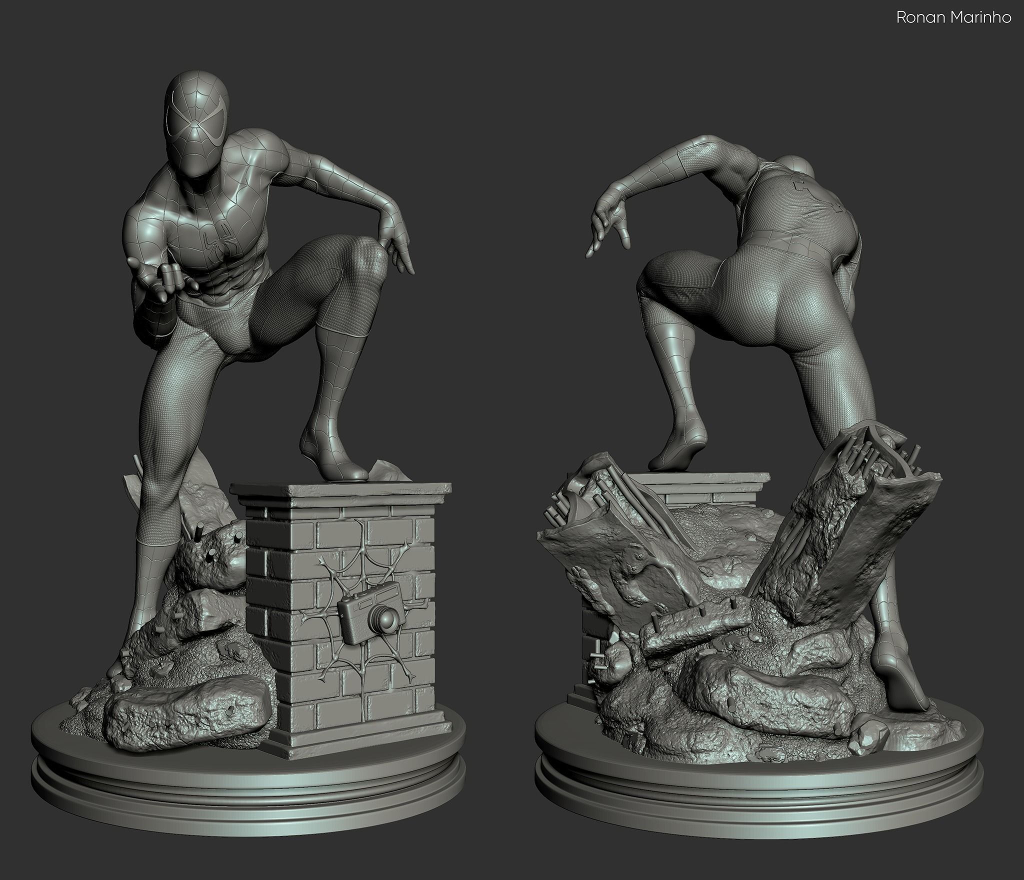 Spider-Man spider - man statue 3D print model_5