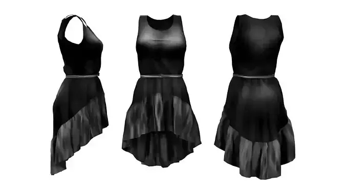 Flouncing Hem Dress With Belt