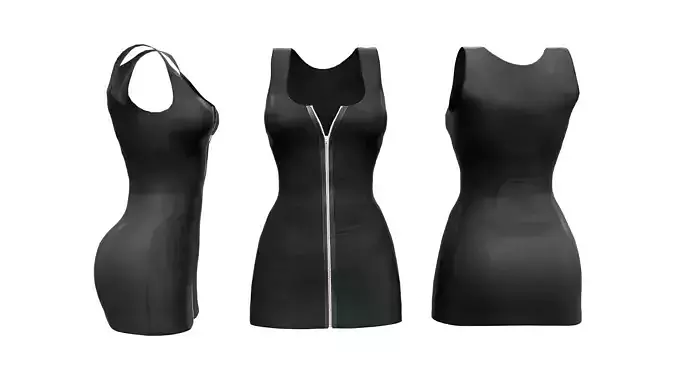 Zip Up Sleeveless Mini Dress Low-poly 3D model