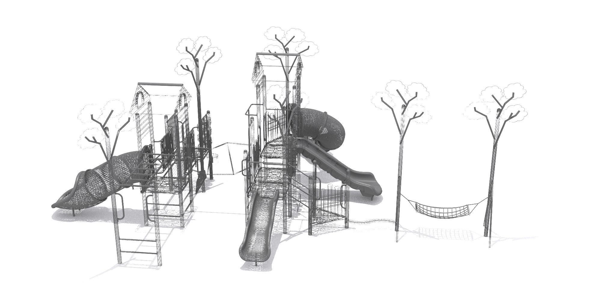 Playground Tree Playhouse 3D model_8