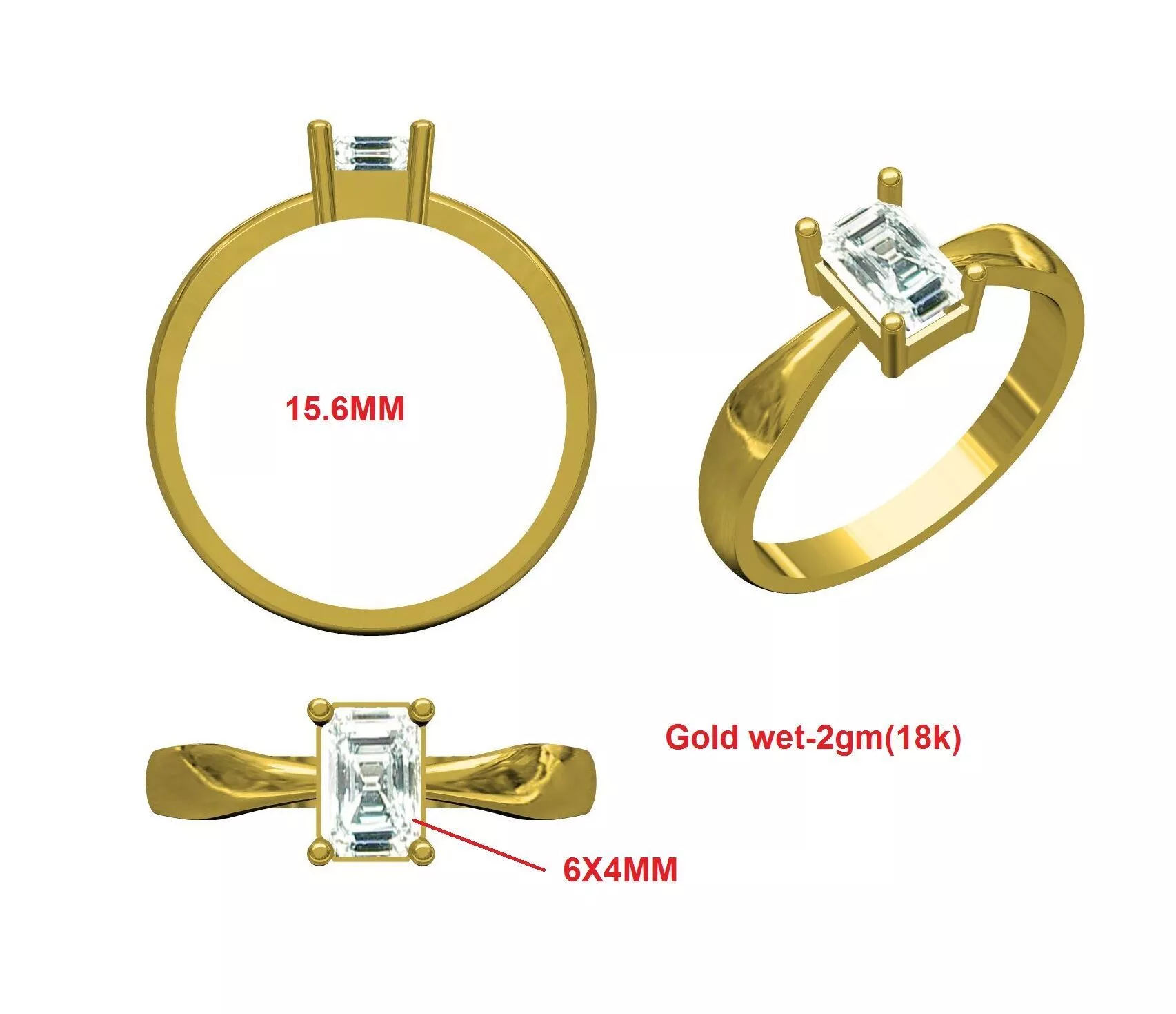 EMRALD DIAMOND RING 3D print model