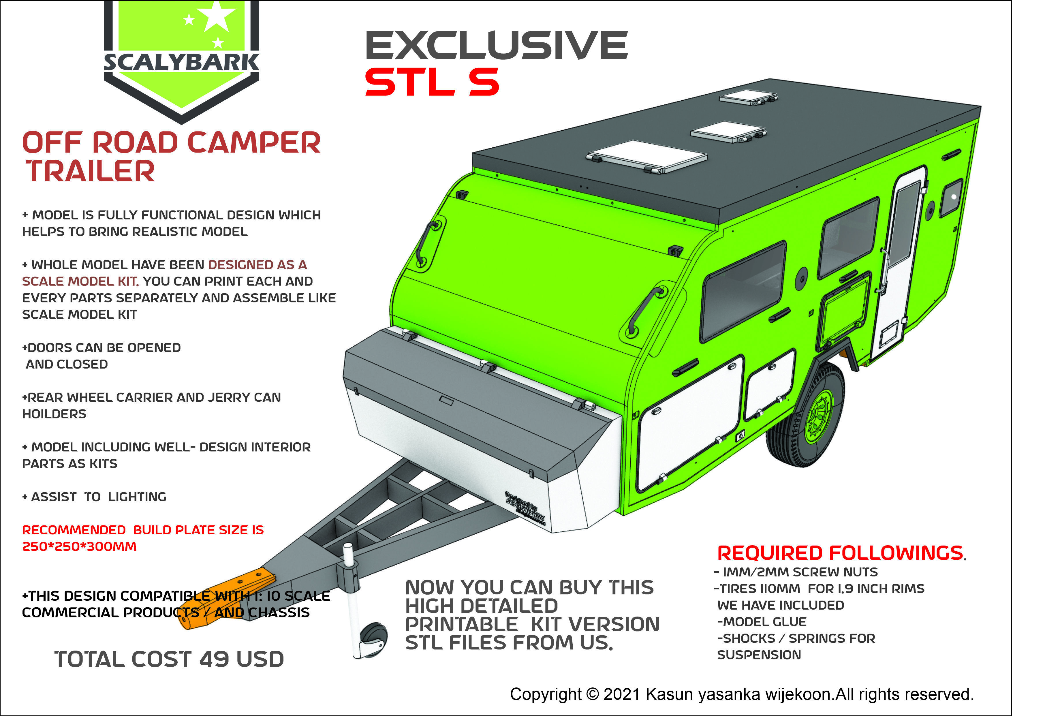  OFF ROAD CAMPING TRAILER 3D PRINTABLE MODEL STL 3D print model_1