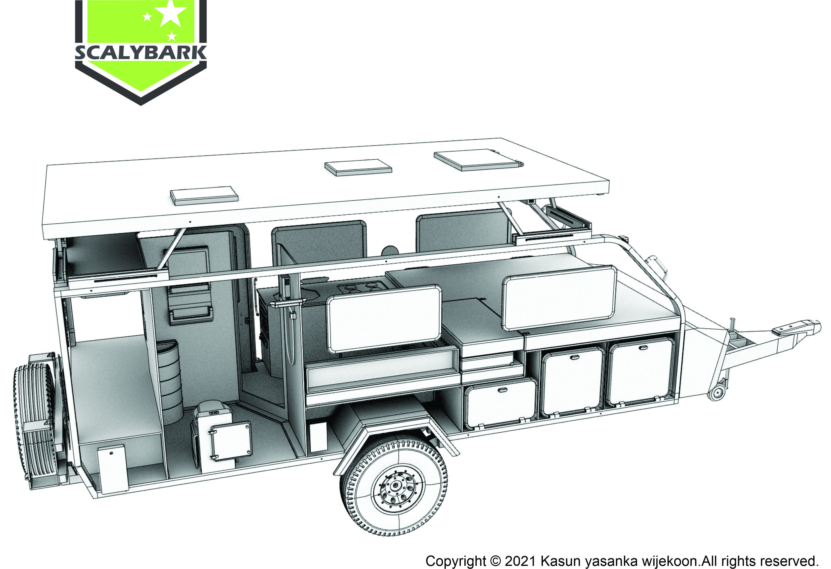  OFF ROAD CAMPING TRAILER 3D PRINTABLE MODEL STL 3D print model_5