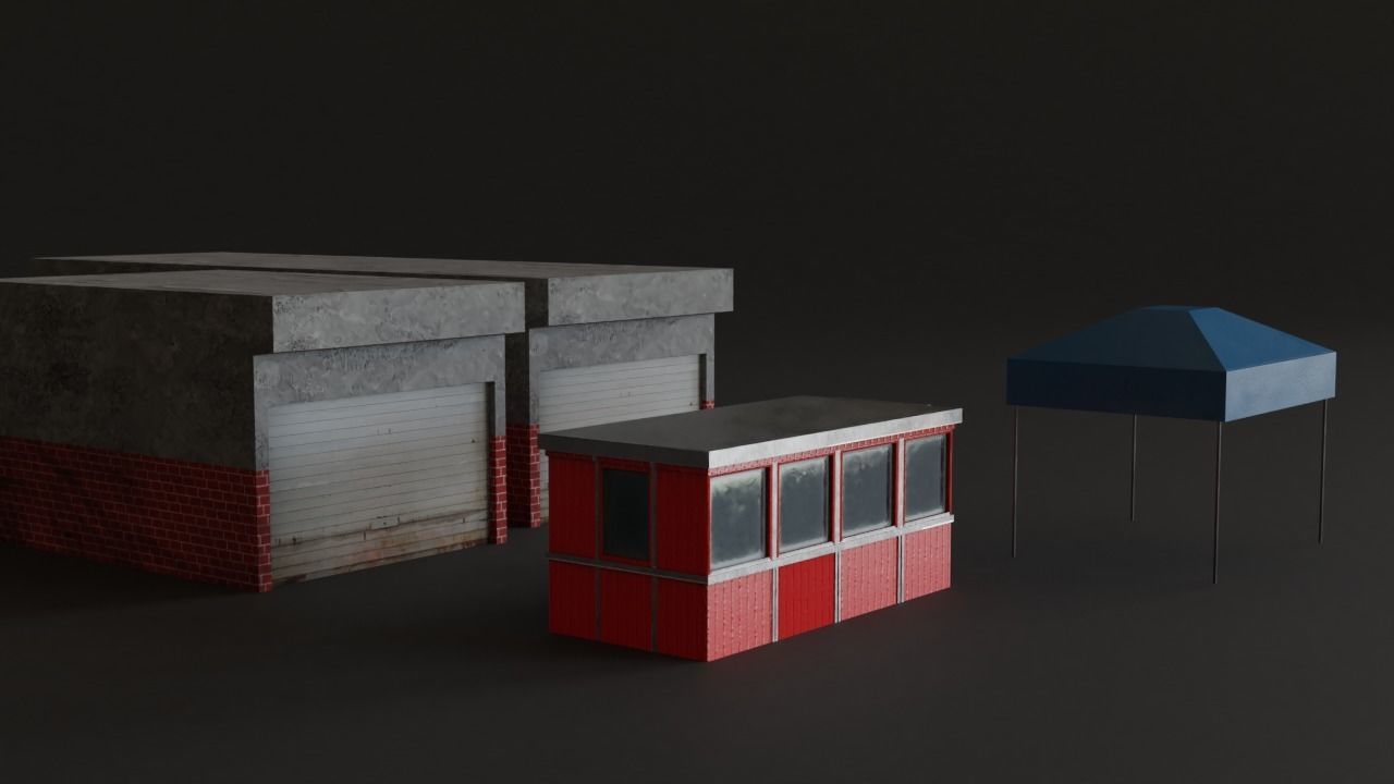 Old Race Track Props KITBASH Low-poly 3D model_10