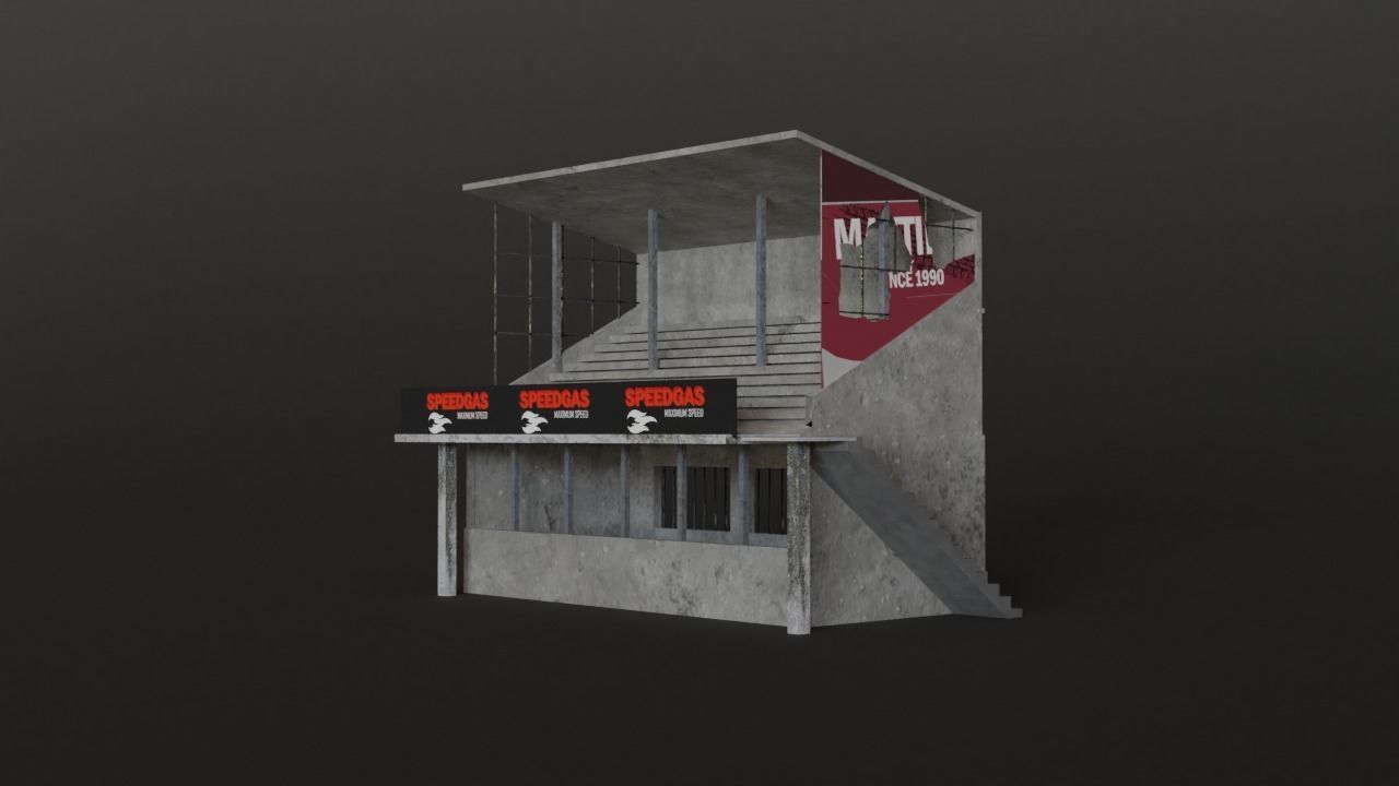 Old Race Track Props KITBASH Low-poly 3D model_8