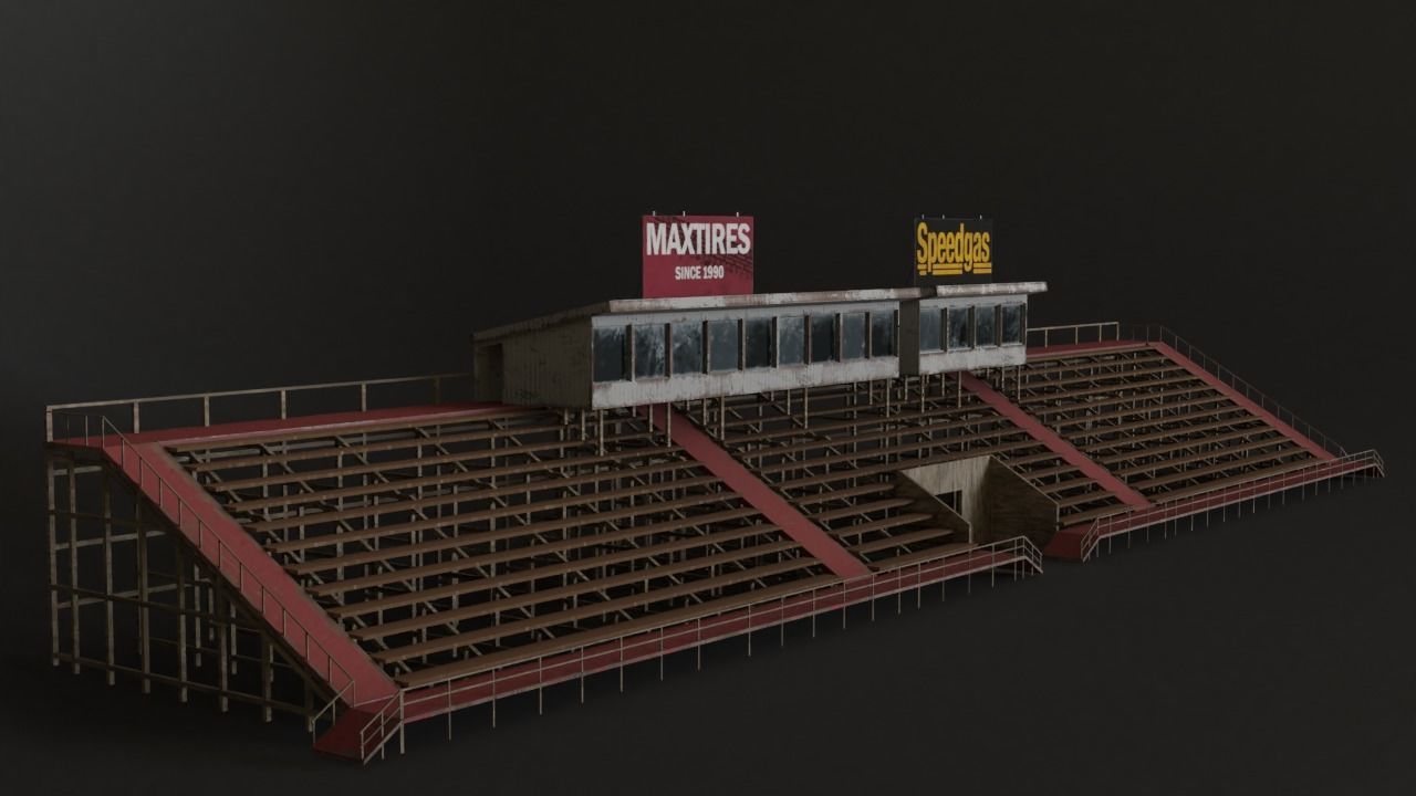 Old Race Track Props KITBASH Low-poly 3D model_6