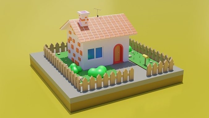 Low Poly Cartoon House Low-poly 3D model