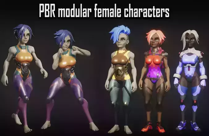 PBR modular female character