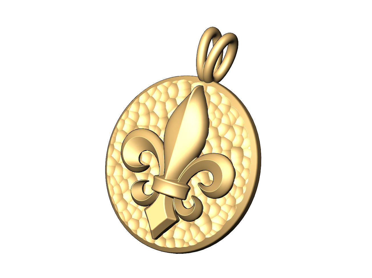 Lys flower hammered texture coin pendant and charm 3D print model_16