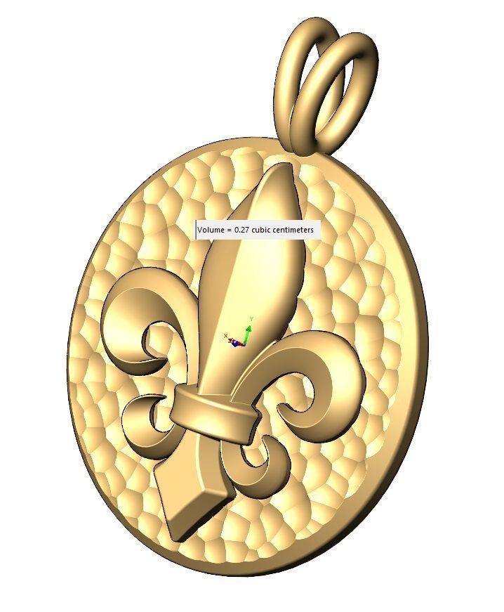 Lys flower hammered texture coin pendant and charm 3D print model_12