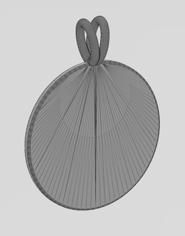 Lys flower hammered texture coin pendant and charm 3D print model_14