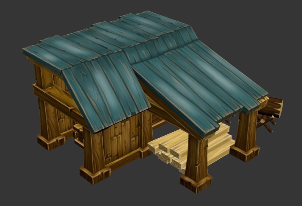 Lumber mill Low-poly 3D model_3