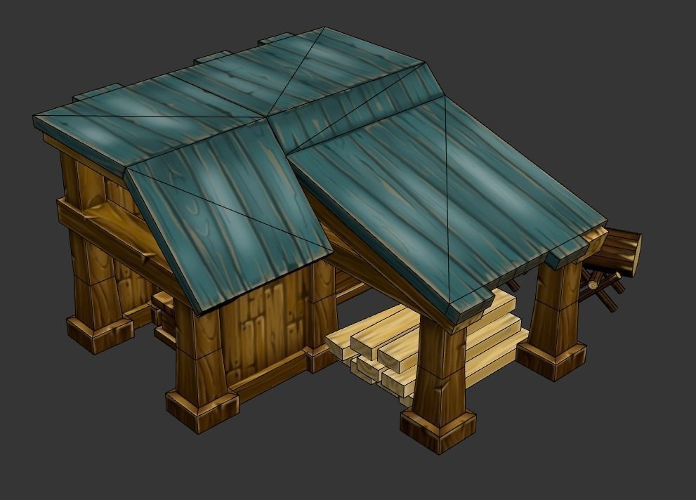 Lumber mill Low-poly 3D model_2