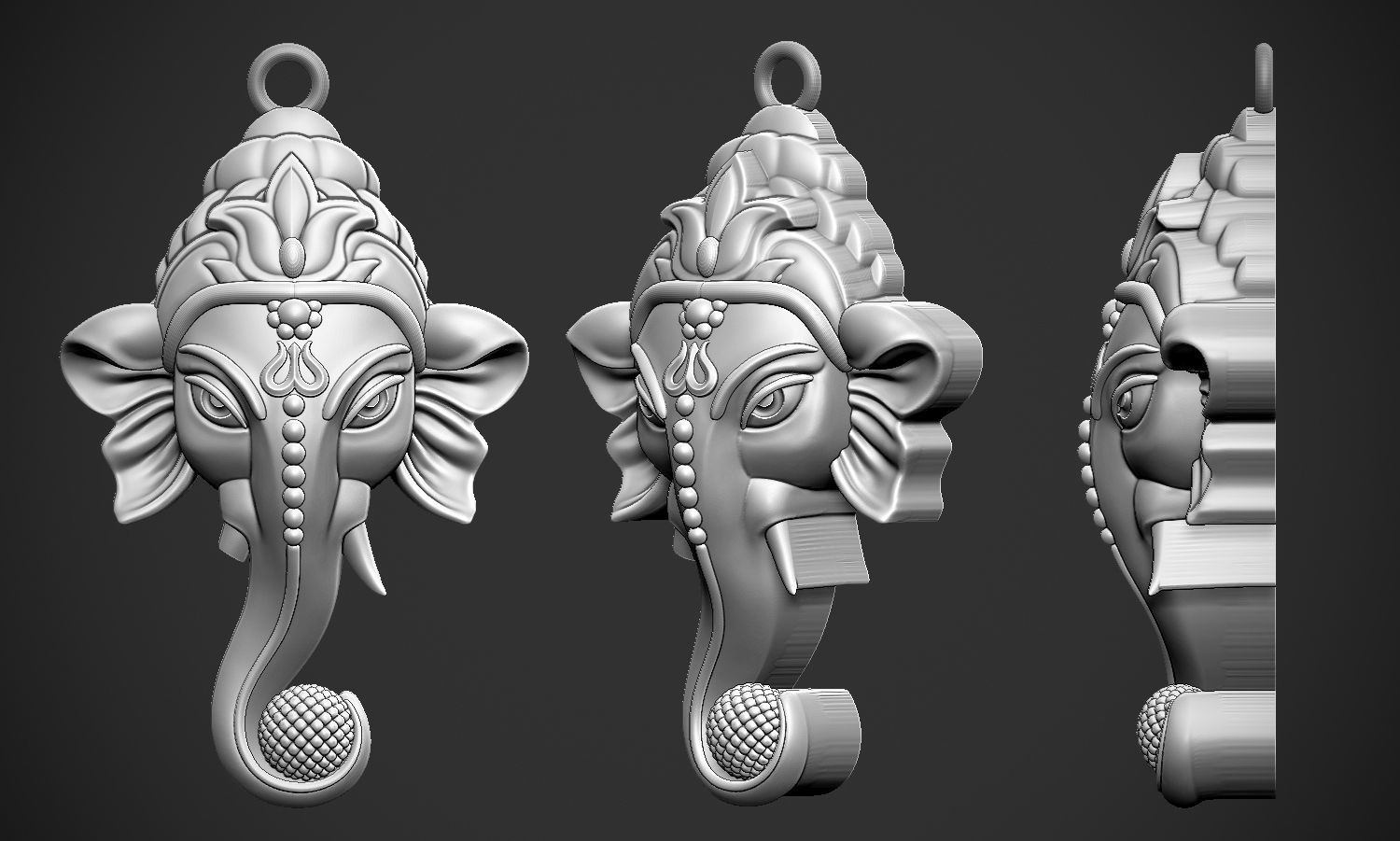 Ganesha Pendant 3D print model_4