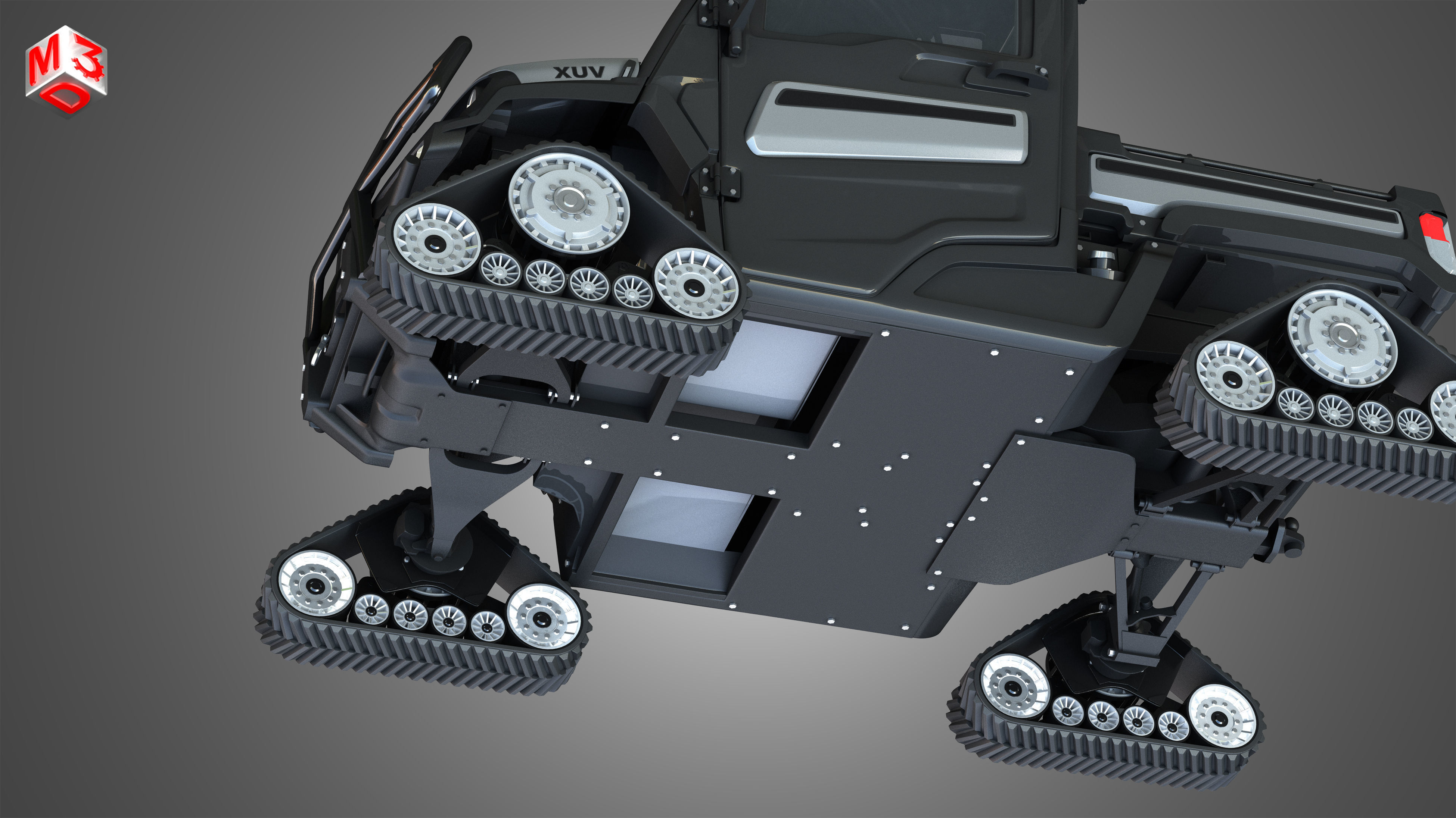 JD - XUV865M Crossover Utility Vehicle - with Tracks System 3D model_10