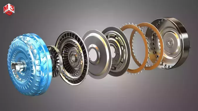 Transmission Torque Converter - with 6 Interior Parts 3D model