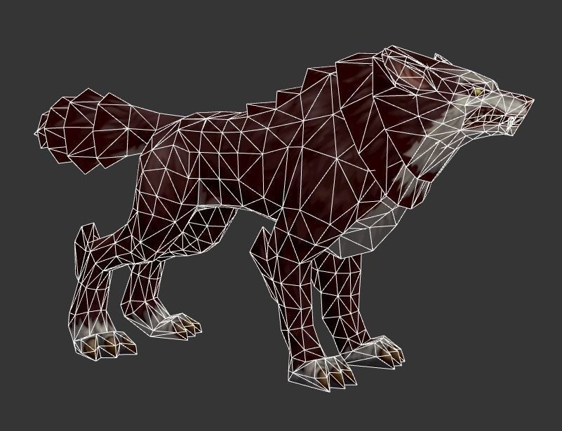 Hand-painted wolf Low-poly 3D model_1