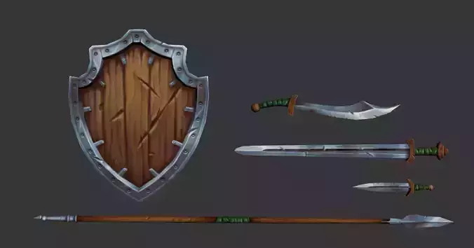 Shield and weapons