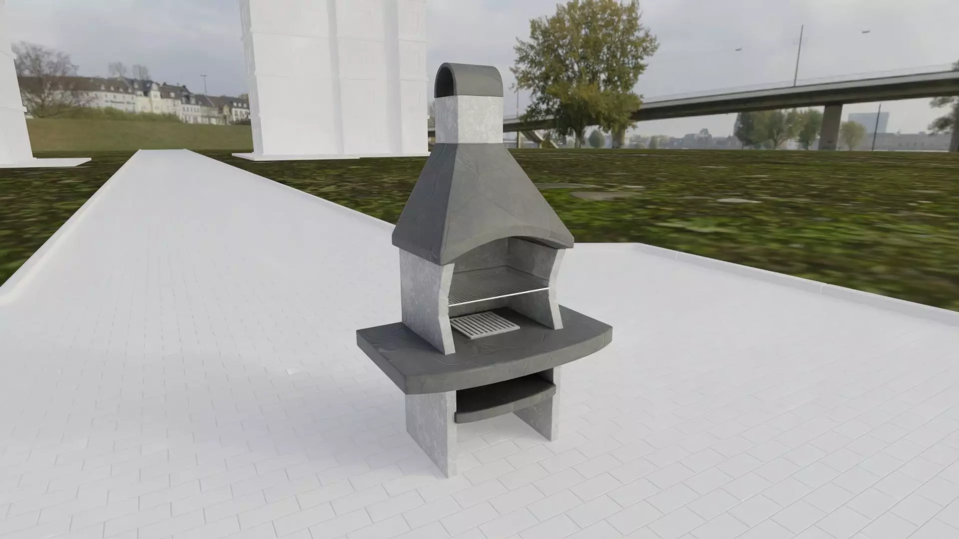 Street Furniture - Concrete Grill Barbeque 3D model
