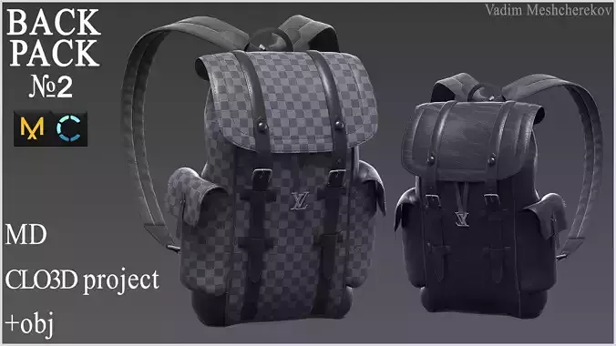 Backpack 2 Marvelous Designer project  3D model
