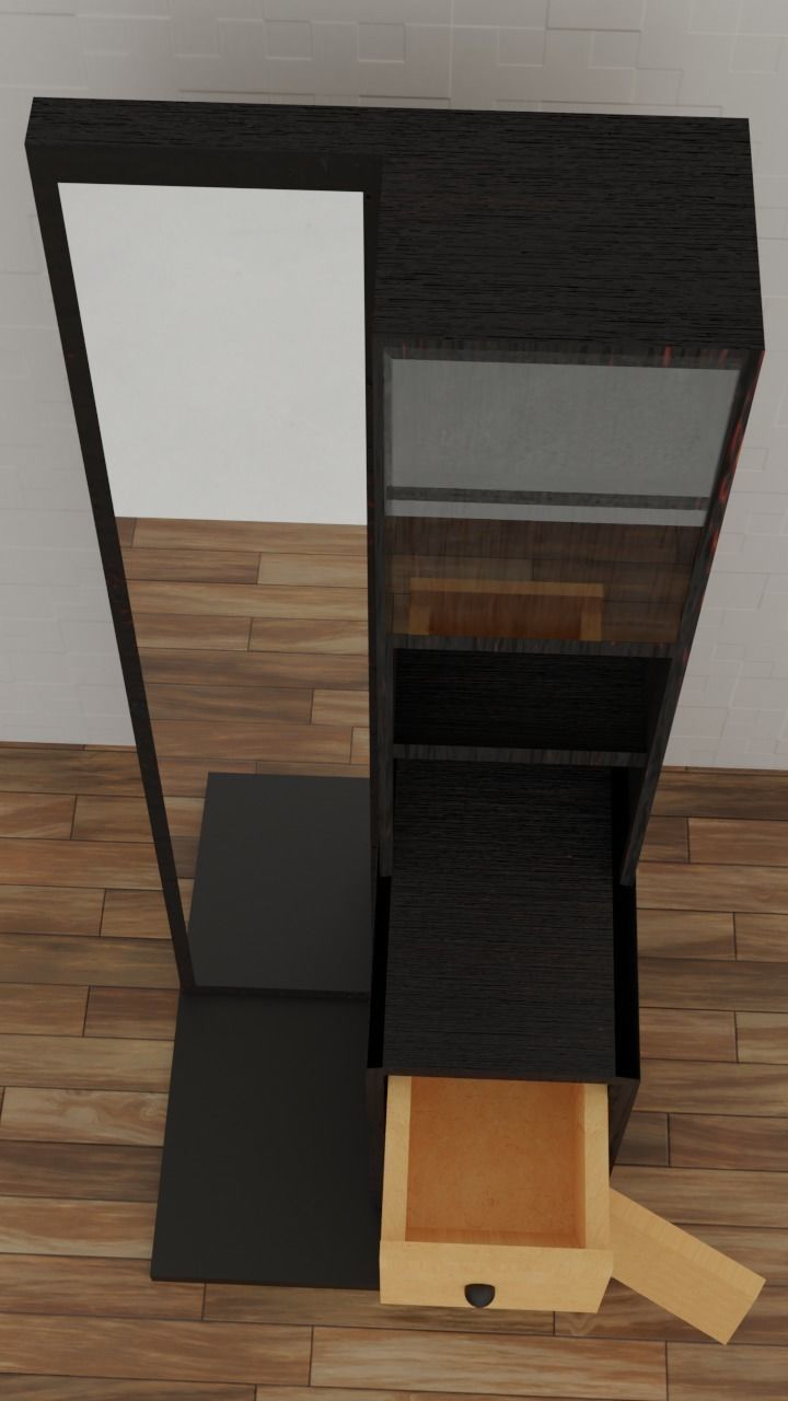 Wardrobe dressing table with mirror and drawers 3D model_3