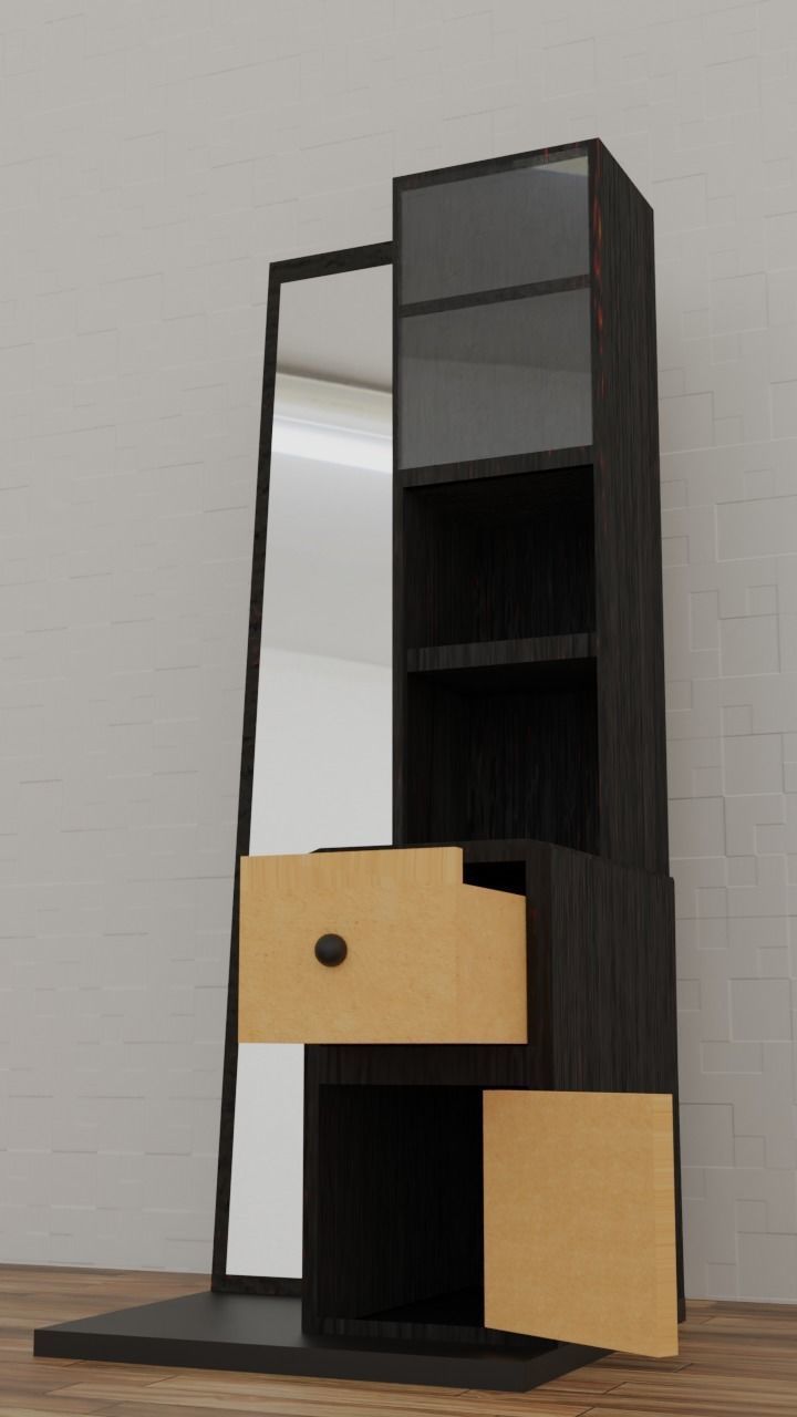 Wardrobe dressing table with mirror and drawers 3D model_2