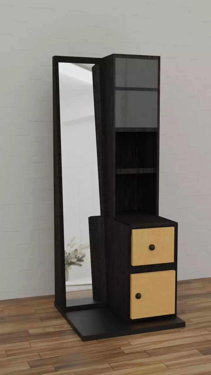 Wardrobe dressing table with mirror and drawers 3D model_0