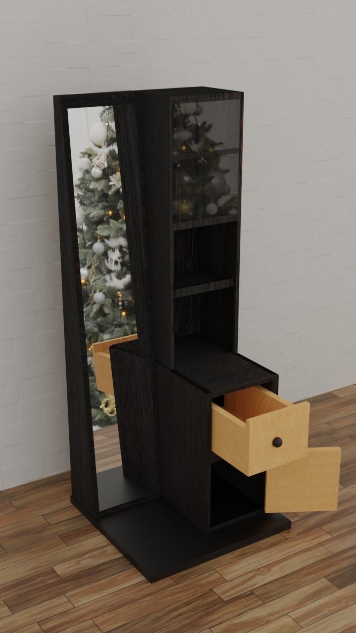 Wardrobe dressing table with mirror and drawers 3D model_1