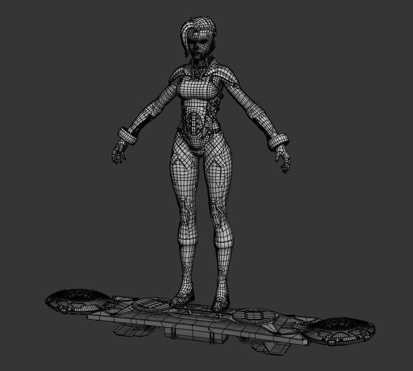 Techna female character in futuristic suit Low-poly 3D model_11