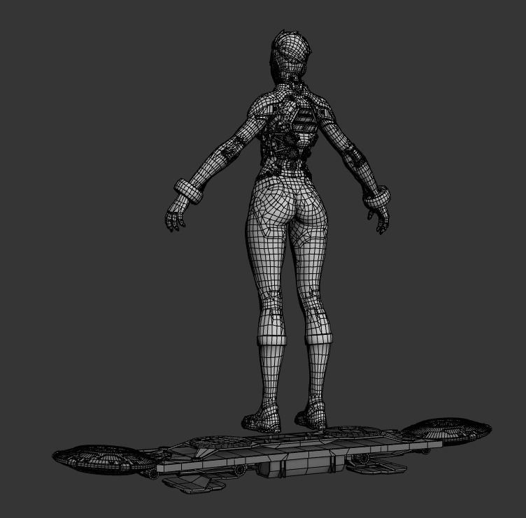 Techna female character in futuristic suit Low-poly 3D model_12