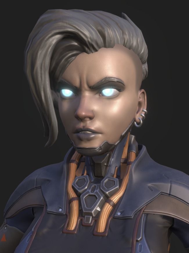 Techna female character in futuristic suit Low-poly 3D model_3