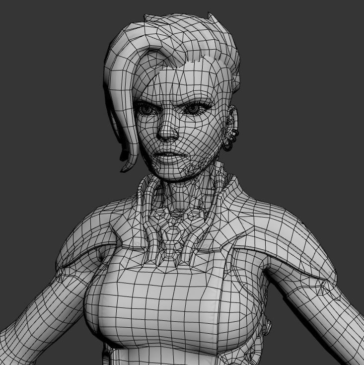 Techna female character in futuristic suit Low-poly 3D model_13