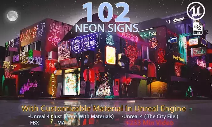 Neon Signs Pack Low-poly 3D model
