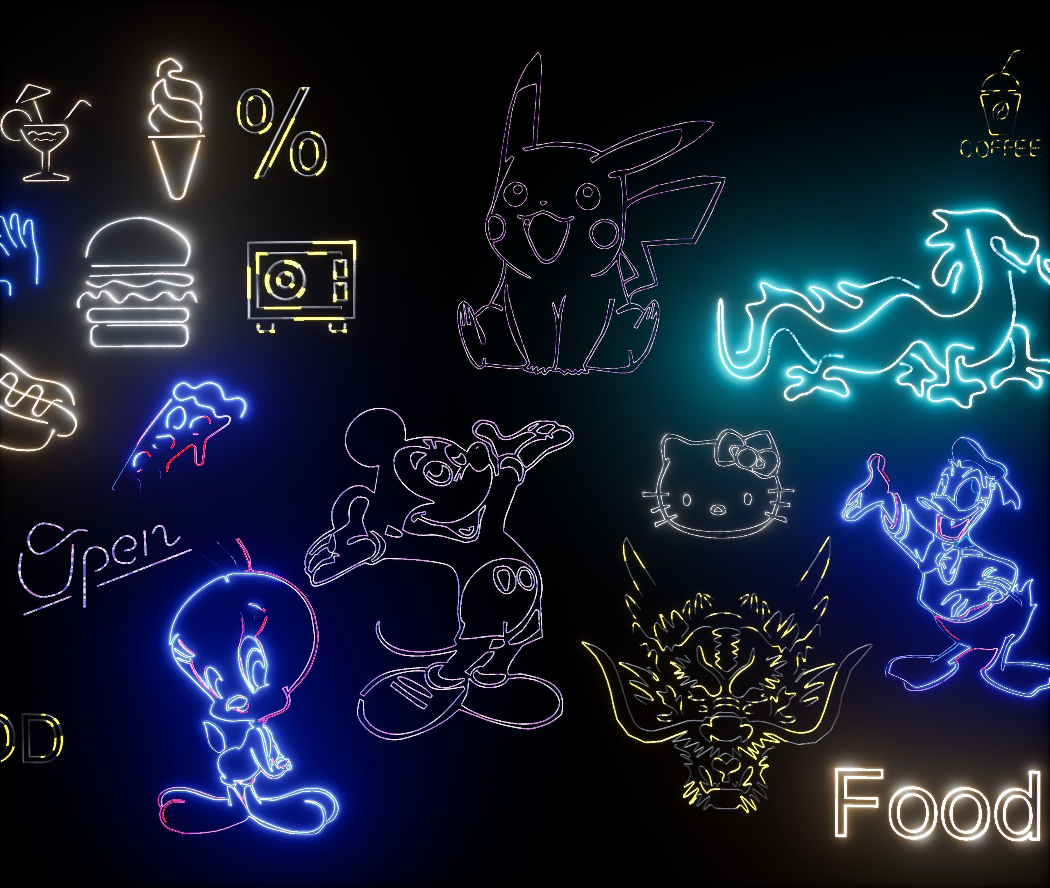 Neon Signs Pack Low-poly 3D model_5