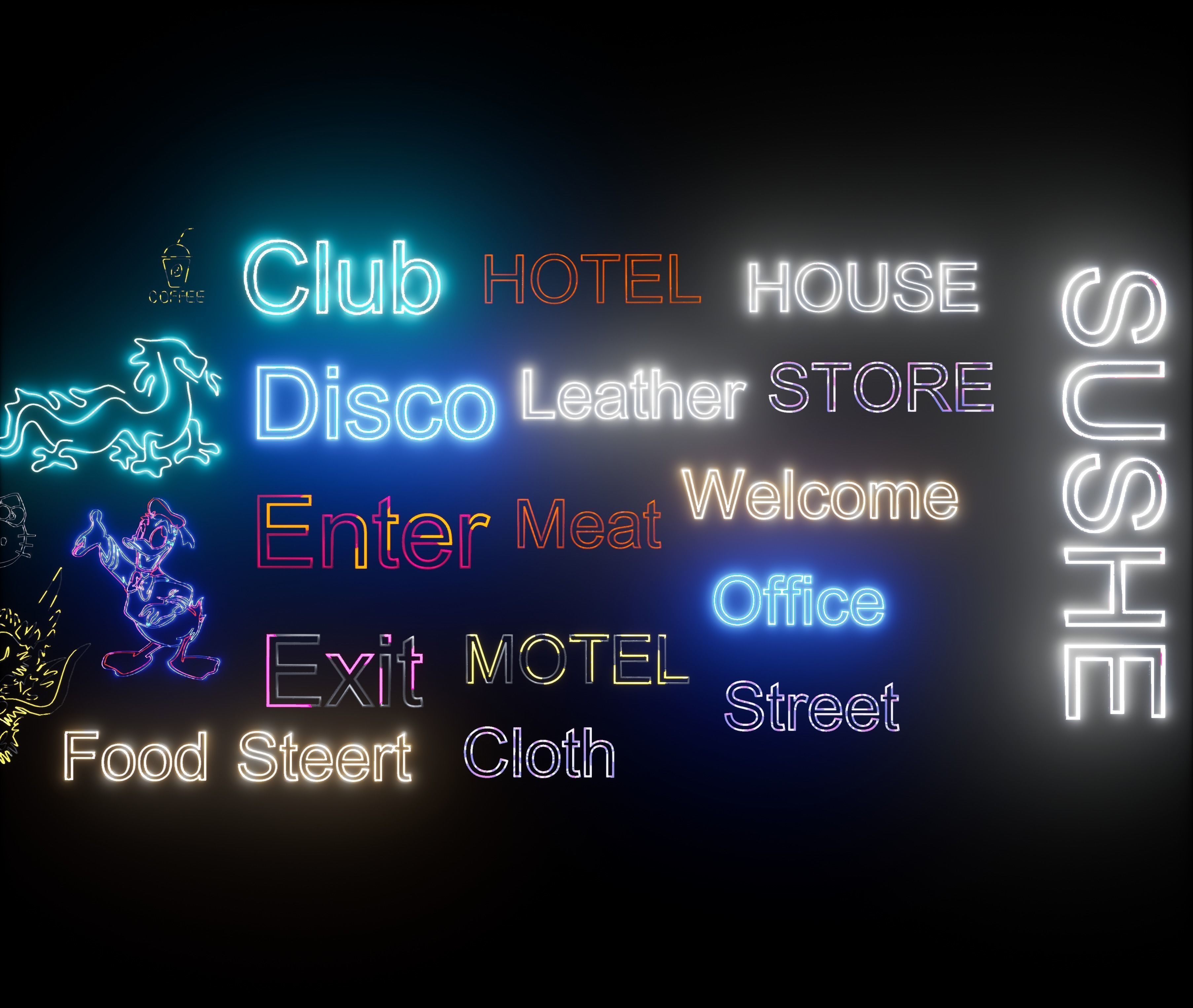 Neon Signs Pack Low-poly 3D model_6