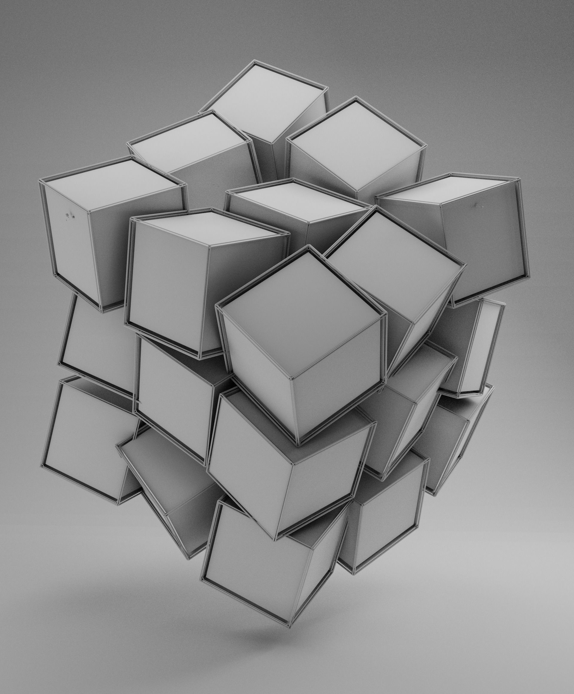Scifi Cube- Abstract Cubes in Cube Low-poly 3D model_4