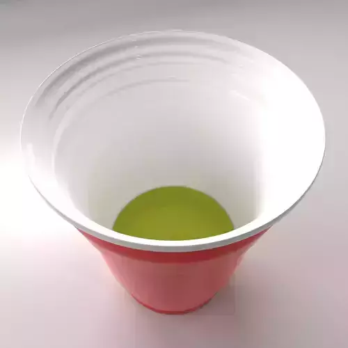 Red Plastic Cup with Half Liquid