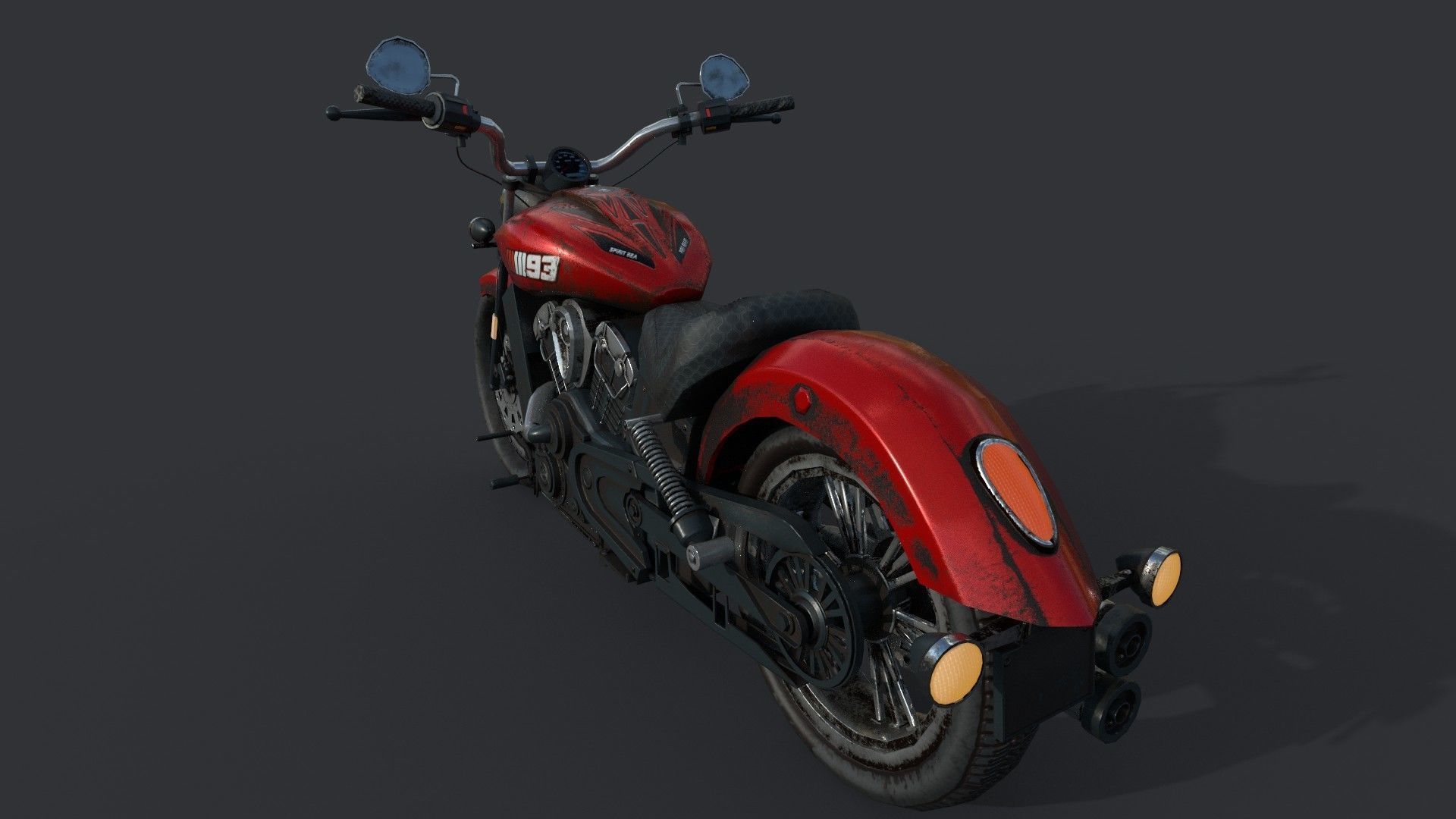 Realistic 3d Bike indian scout motorcycle Low-poly 3D model_3