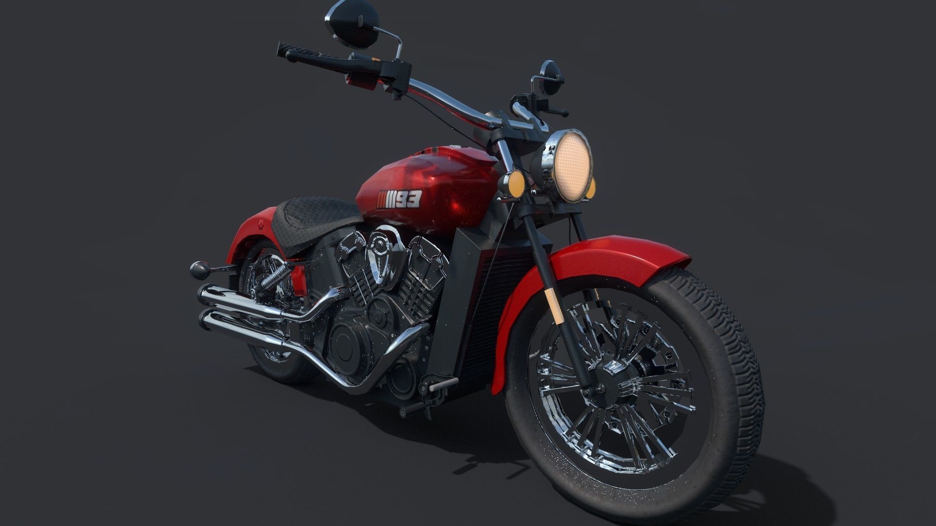 Realistic 3d Bike indian scout motorcycle Low-poly 3D model_8