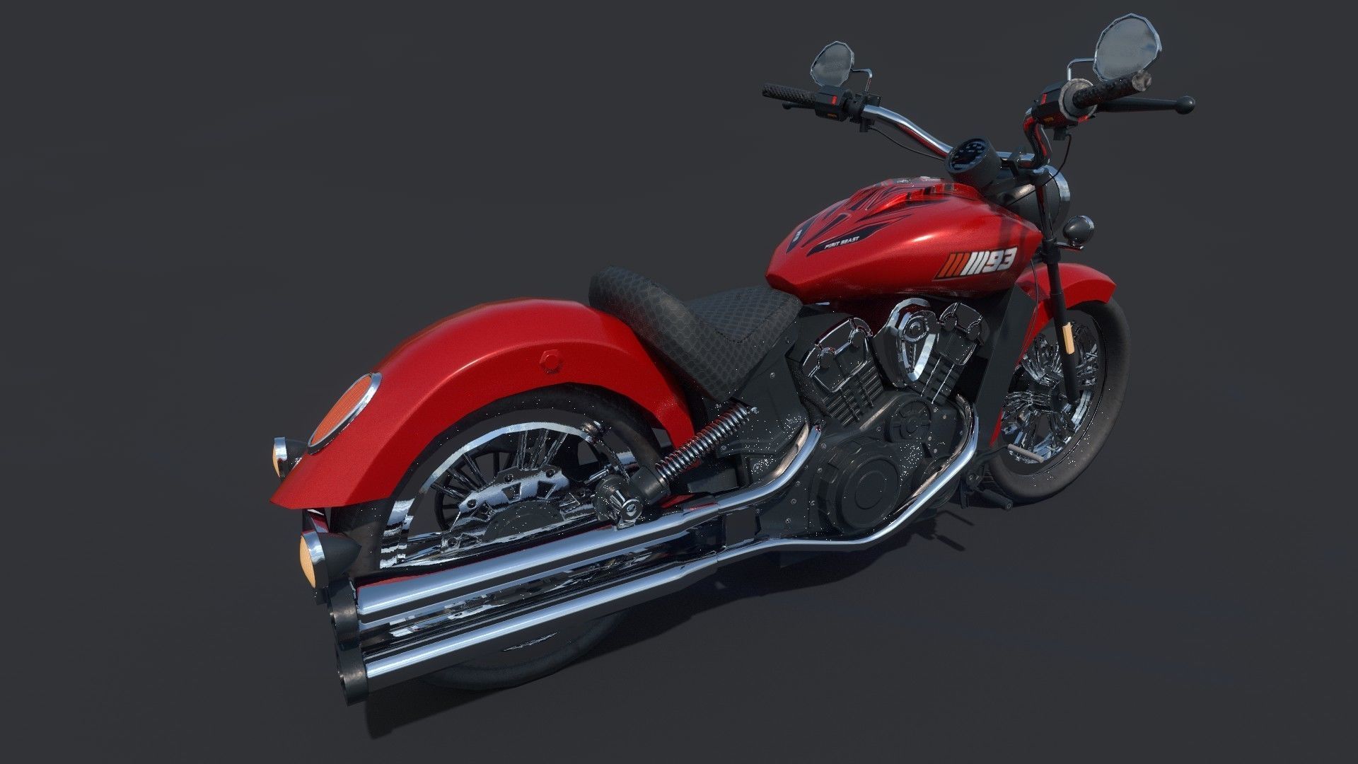 Realistic 3d Bike indian scout motorcycle Low-poly 3D model_5