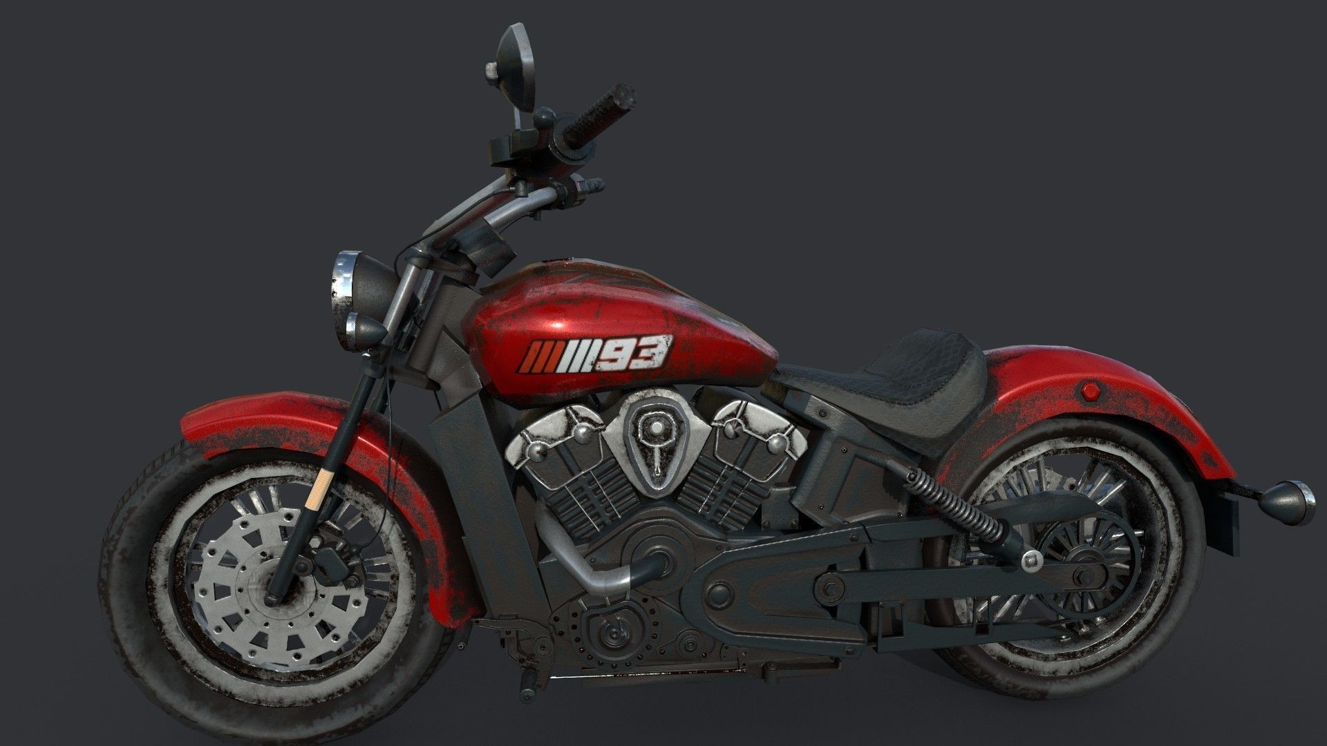Realistic 3d Bike indian scout motorcycle Low-poly 3D model_6