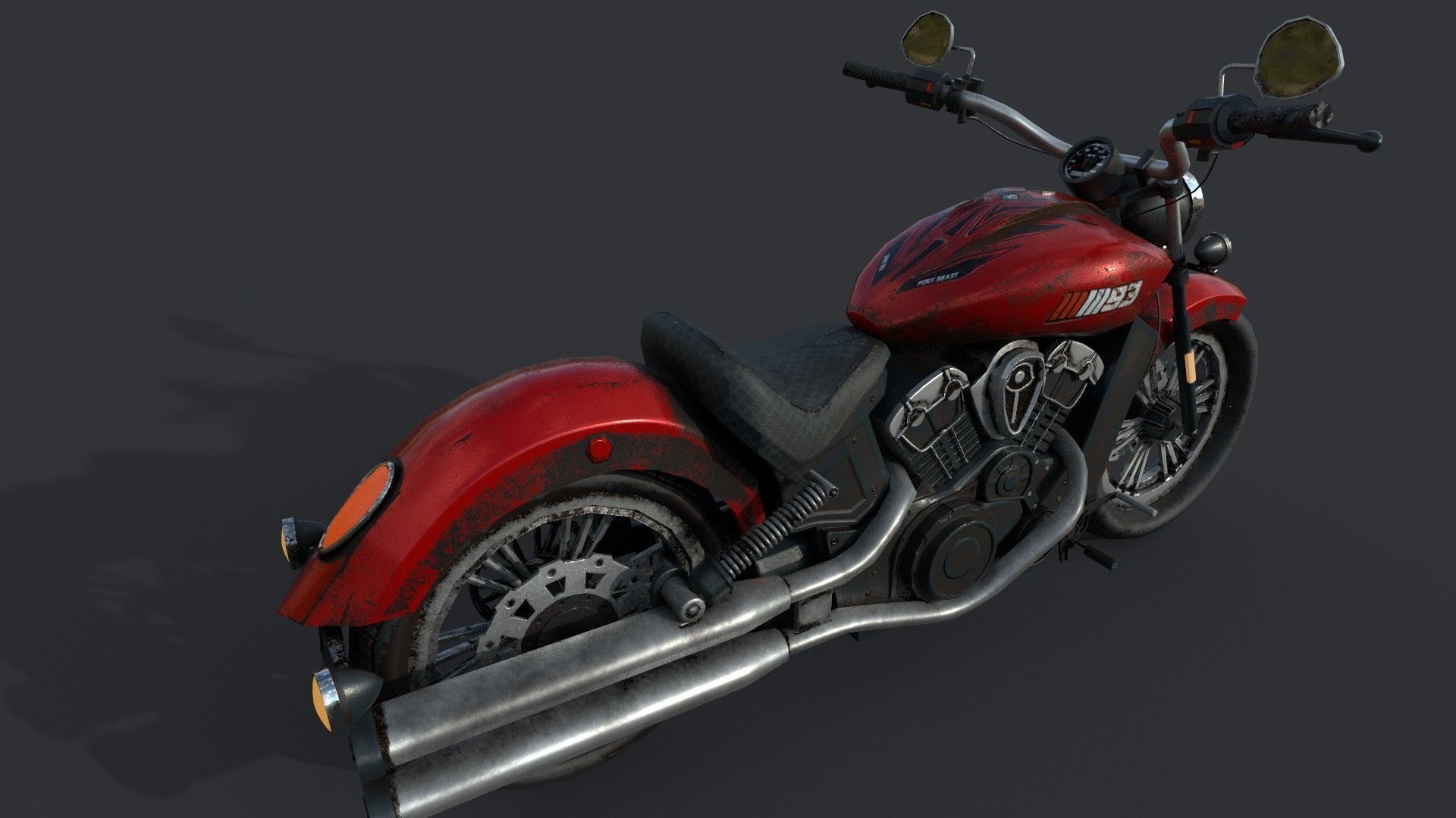 Realistic 3d Bike indian scout motorcycle Low-poly 3D model_4