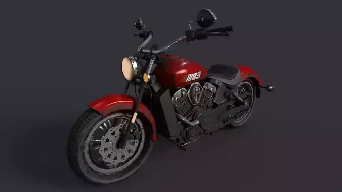 Realistic 3d Bike indian scout motorcycle Low-poly 3D model