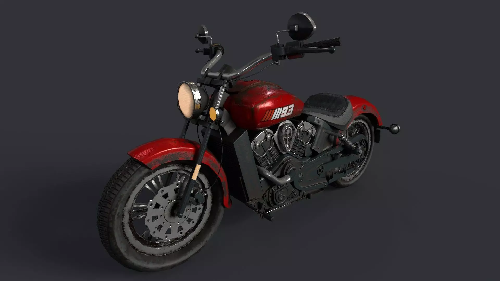 Realistic 3d Bike indian scout motorcycle Low-poly 3D model_0