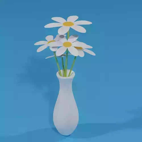 Cartoon Flowers and Vase