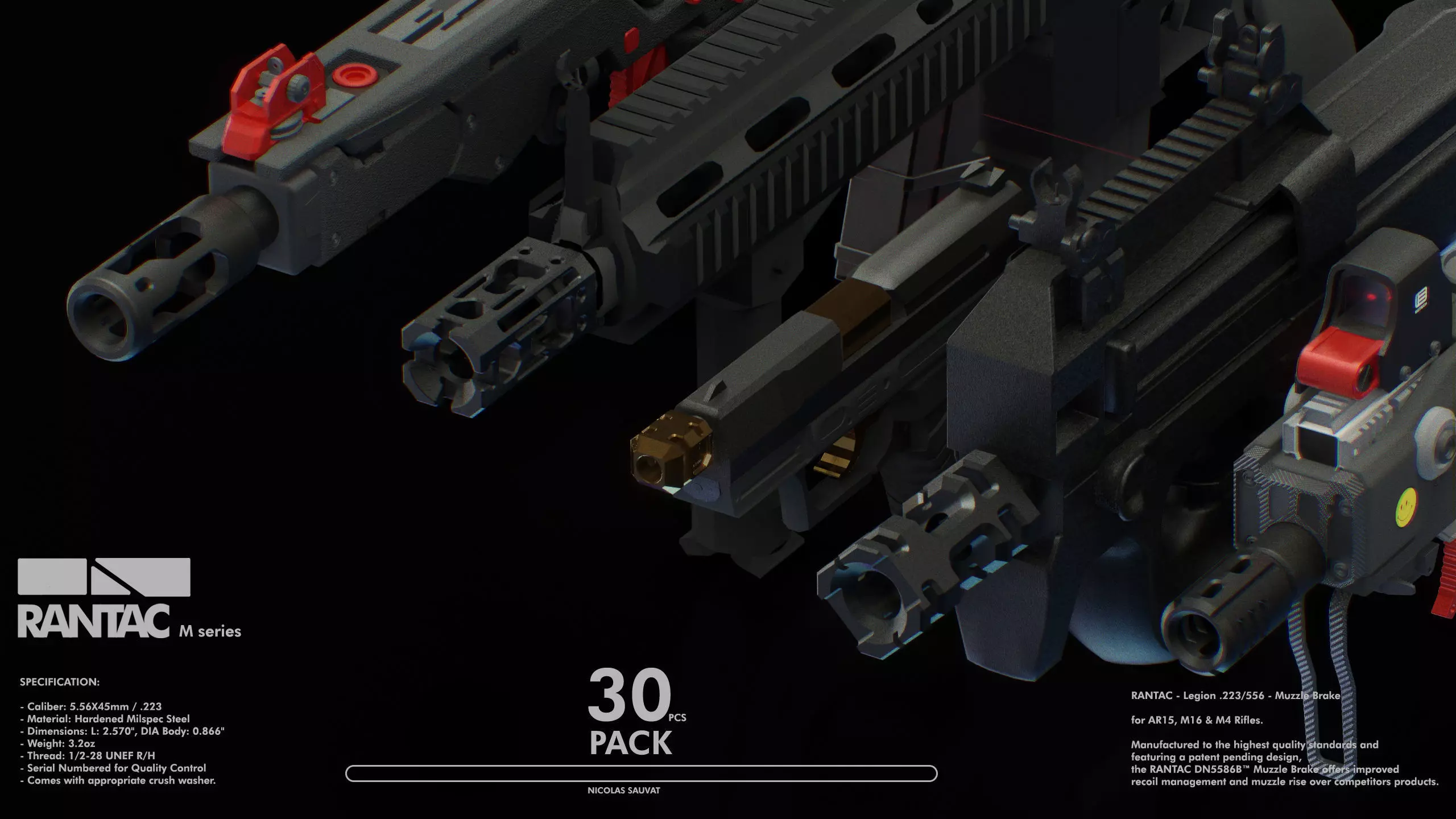 RANTAC Muzzle brakes kitbash 3D model