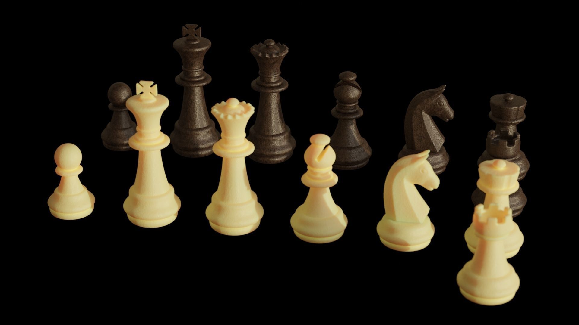 Chess Piece Set with Procedural Material 3D model_5