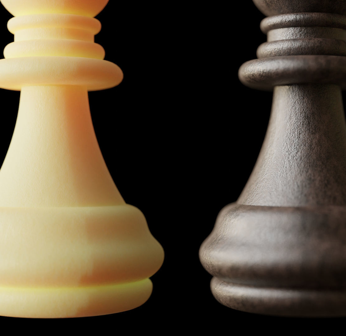 Chess Piece Set with Procedural Material 3D model_3