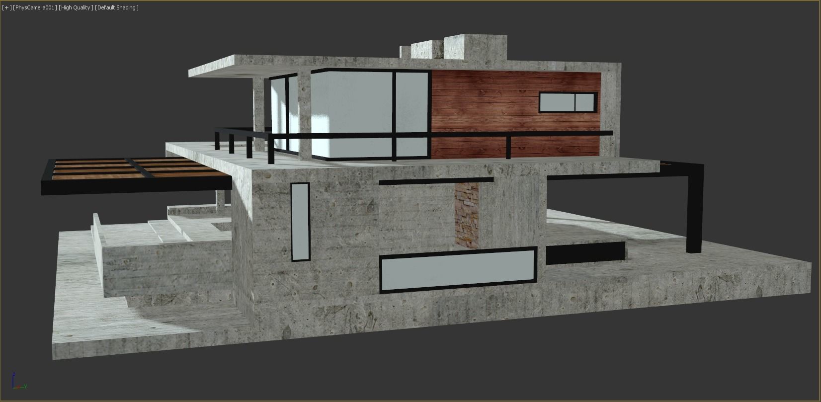 Moden Concrete House Low-poly 3D model_6